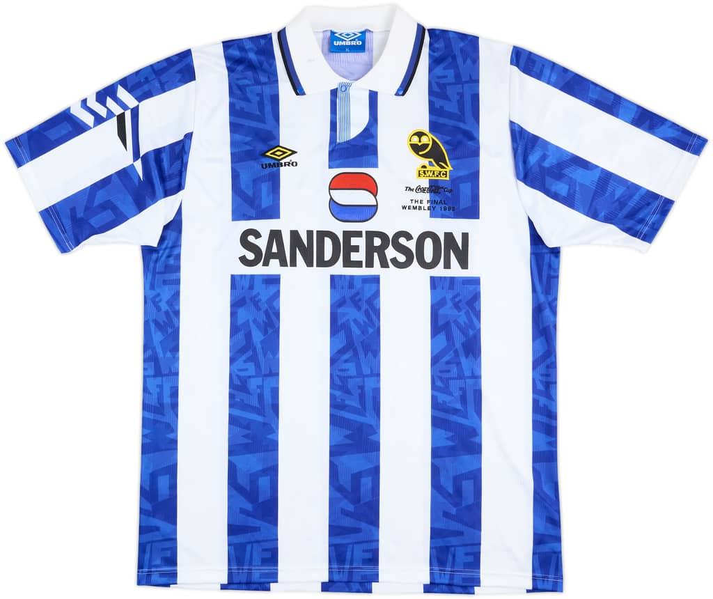 1993 Sheffield Wednesday Player Issue League Cup Final Home Shirt - 8/10 - (XL)