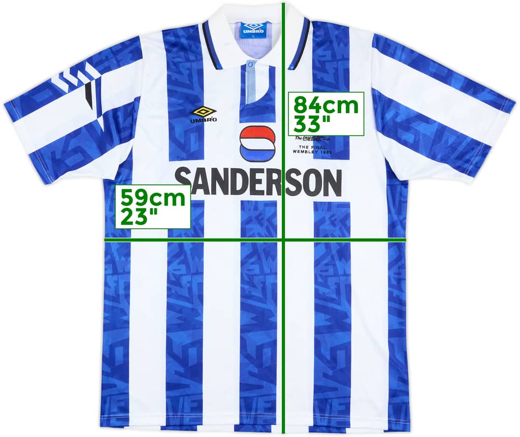 1993 Sheffield Wednesday Player Issue League Cup Final Home Shirt - 8/10 - (XL)