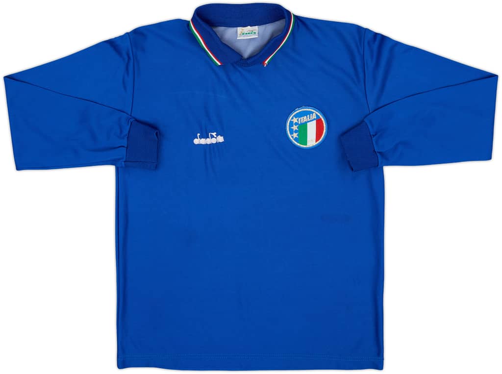 1986-91 Italy Home L/S Shirt - 7/10 - (XL.Boys)
