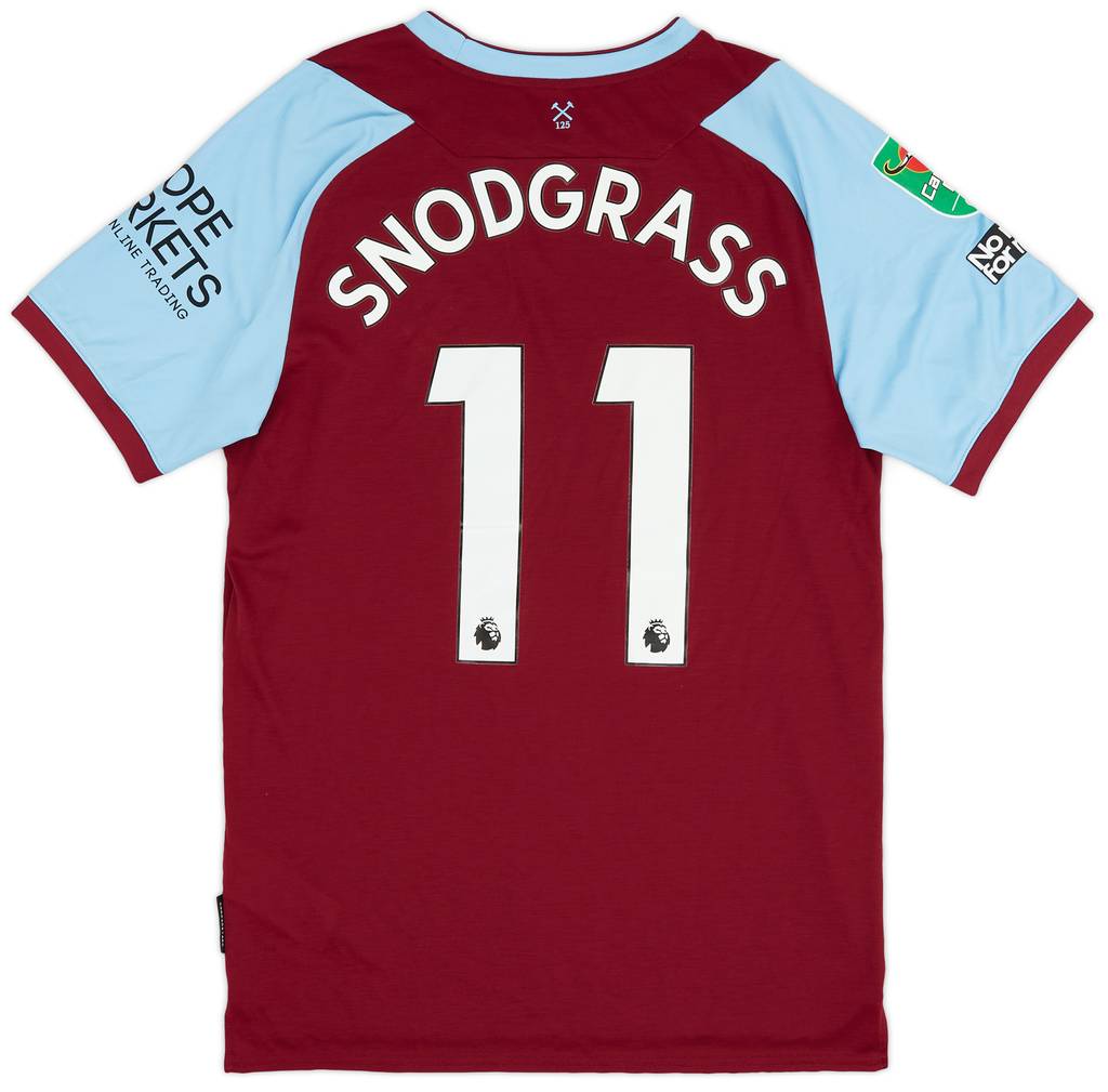 2020-21 West Ham Match Issue Carabao Cup Home Shirt Snodgrass #11