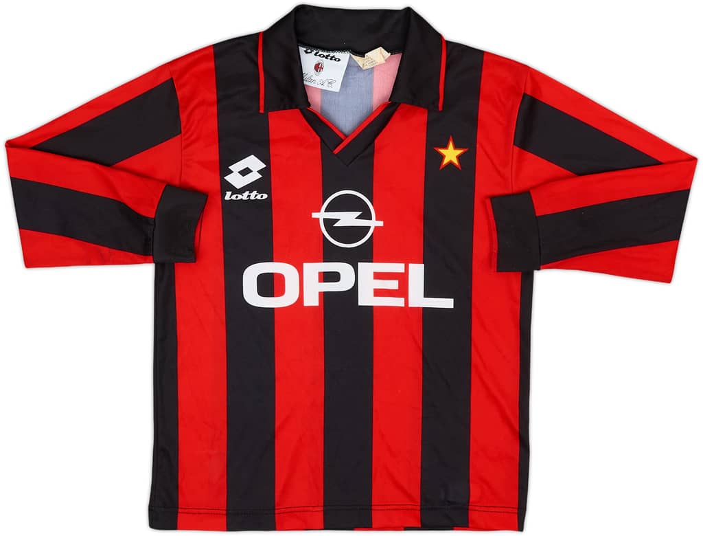 1994-95 AC Milan Home L/S Shirt - 8/10 - (S.Boys)