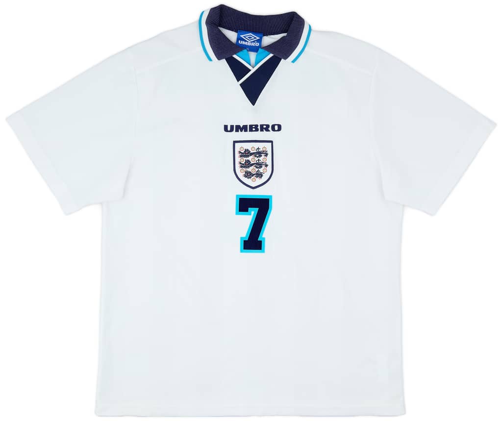 1995-97 England Home Shirt Beckham #7 - 7/10 - (XL)