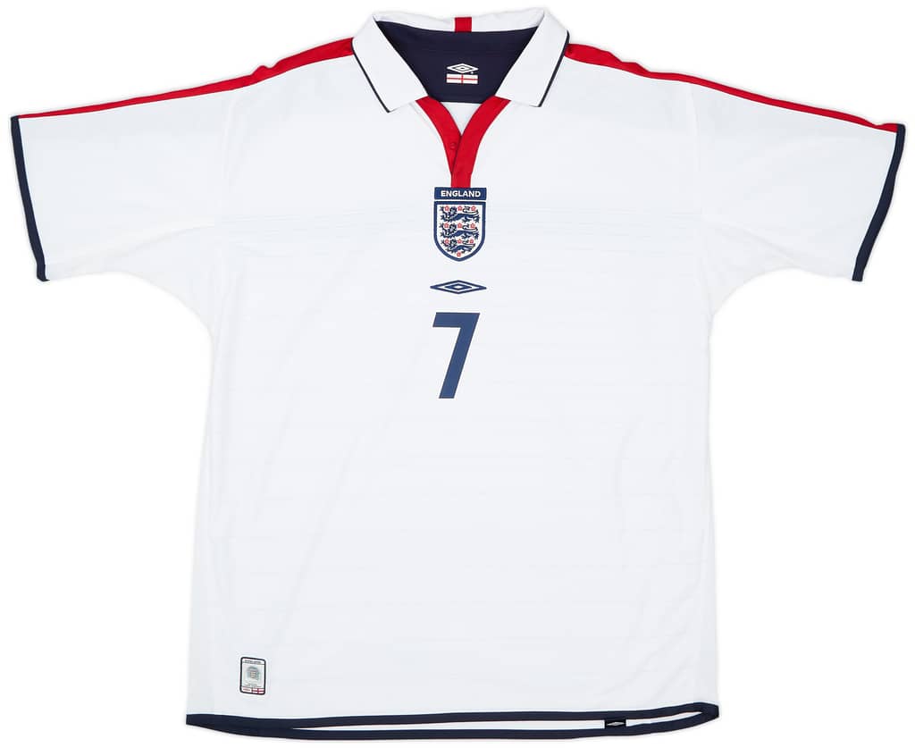 2003-05 England Home Shirt Beckham #7 - 6/10 - (S)