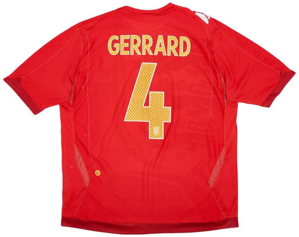 2006-08 England Away Shirt Gerrard #4 - 5/10 - (XL)