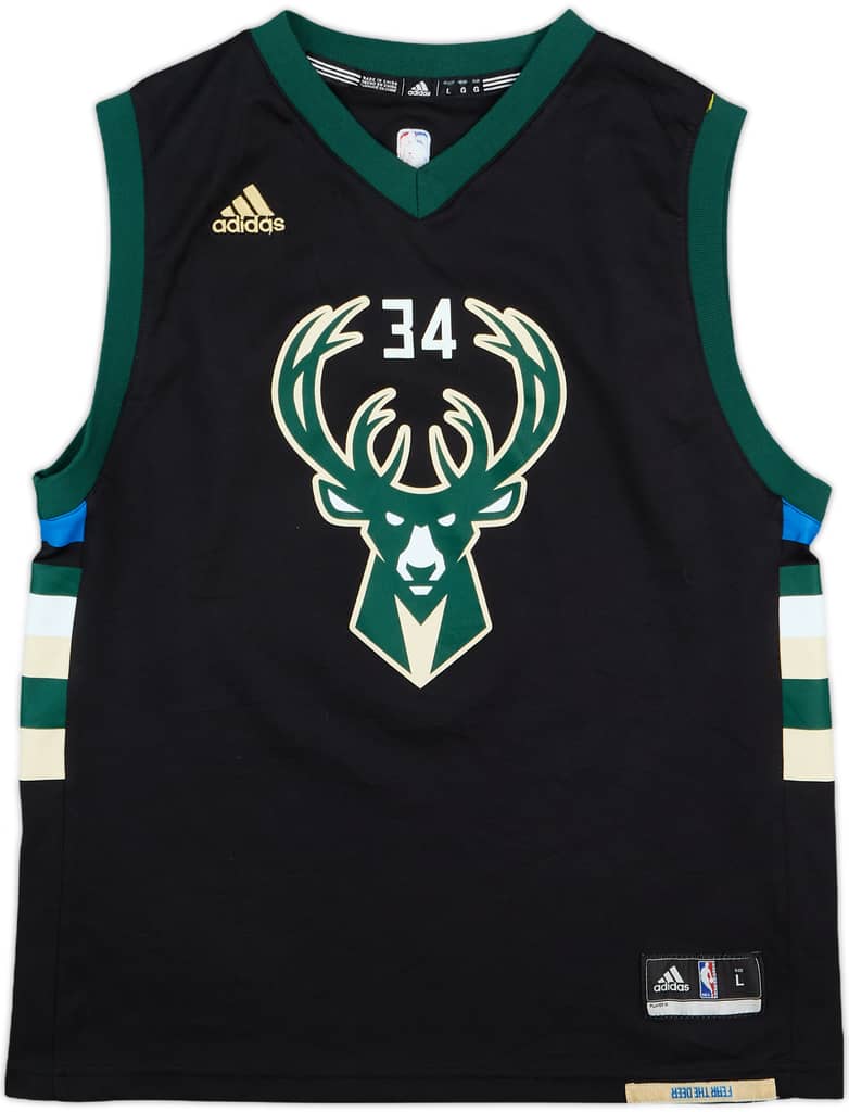 2015-17 Milwaukee Bucks Antetokounmpo #34 adidas Alternate Jersey - 8/10 - (L.Boys)