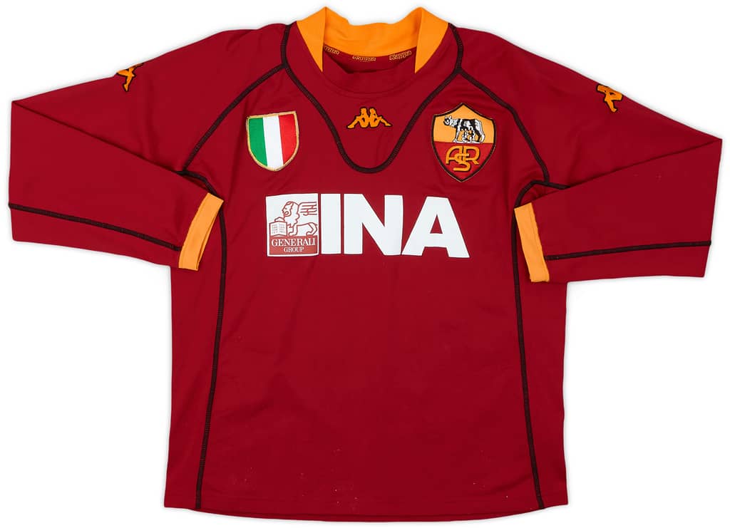 2001-02 Roma Home L/S Shirt Totti #10 - 8/10 - (M)