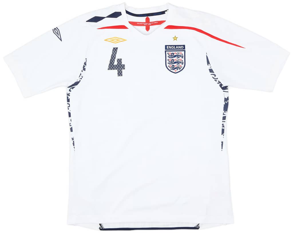 2007-09 England Home Shirt Gerrard #4 - 7/10 - (L)