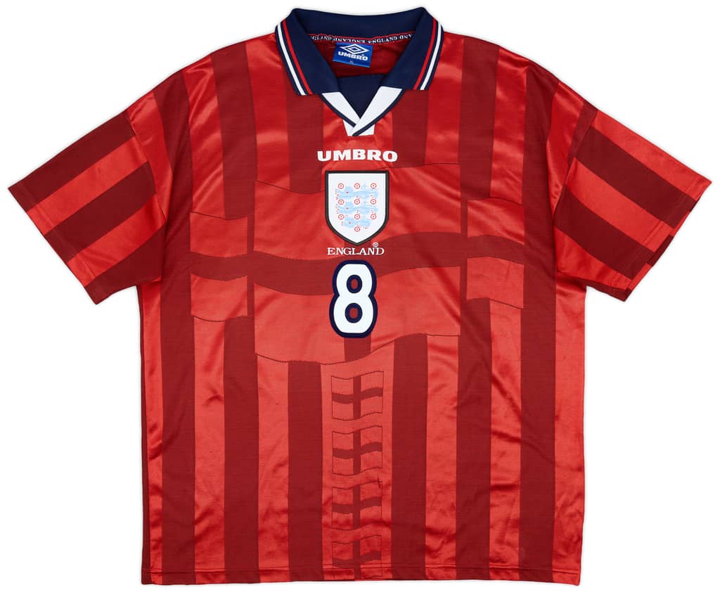 1997-99 England Away Shirt Gascoigne #8 - 5/10 - (XL)