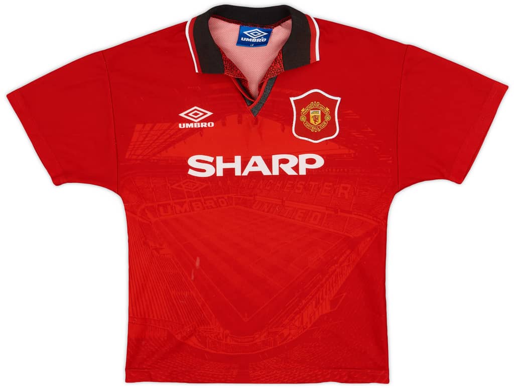 1994-96 Manchester United Home Shirt - 6/10 - (L.Boys)