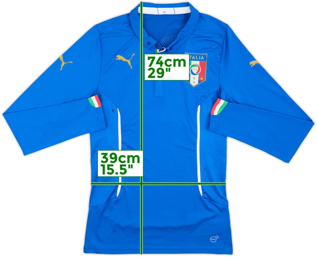 2014-15 Italy Player Issue (ACTV Fit) Home L/S Shirt - 4/10 - (L)