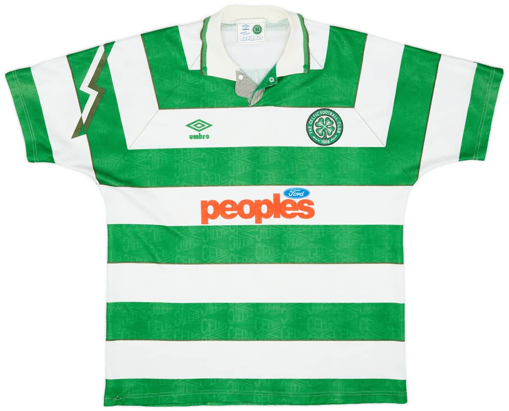 1991-92 Celtic Home Shirt - 9/10 - (XL)