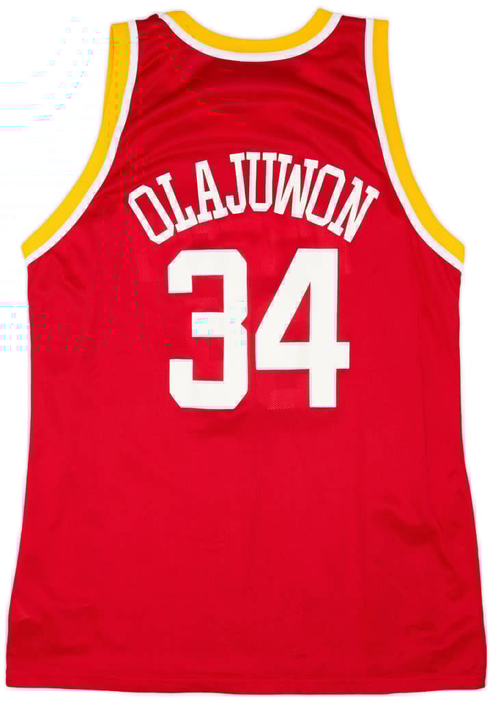 1990-95 Houston Rockets Olajuwon #34 Champion Away Jersey (Very Good) XL