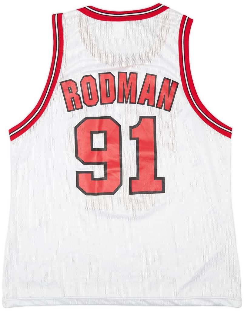 1995-98 Chicago Bulls Rodman #91 Champion Home Jersey (Excellent) XL