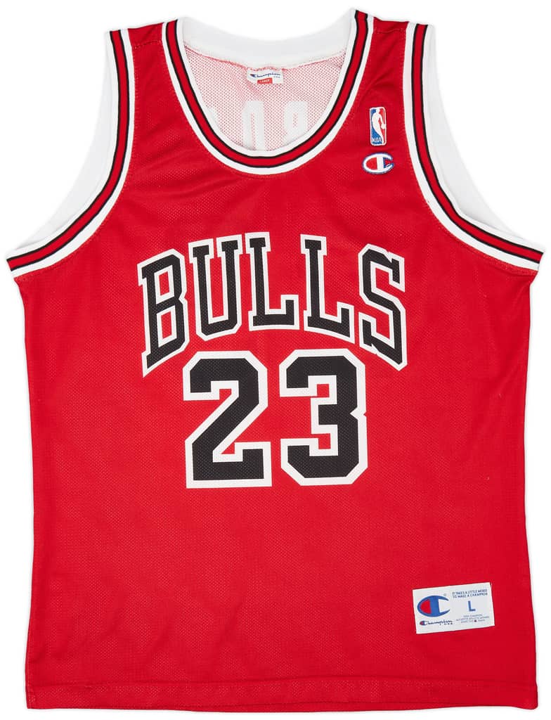 1991-98 Chicago Bulls Jordan #23 Champion Away Jersey (Excellent) L