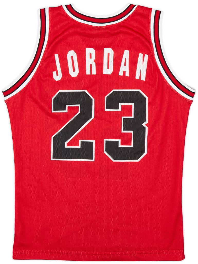 1991-98 Chicago Bulls Jordan #23 Champion Away Jersey (Excellent) S.Kids
