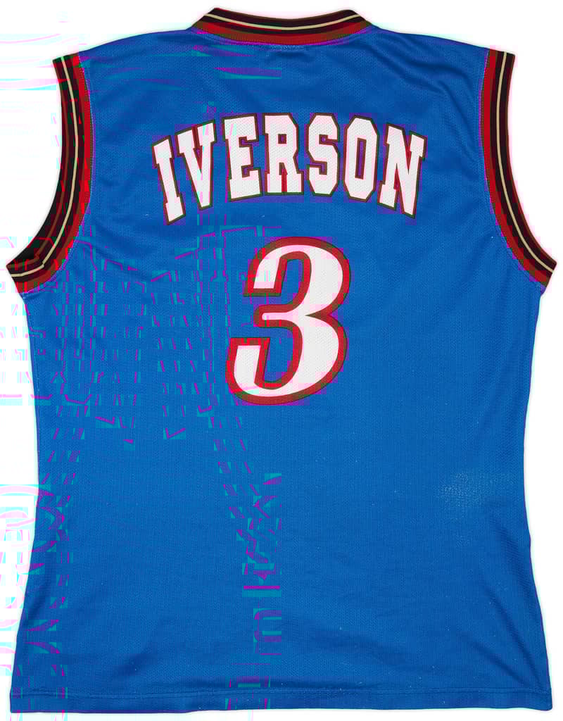 1999-00 Philadelphia 76ers Iverson #3 Champion Alternate Jersey (Very Good) L