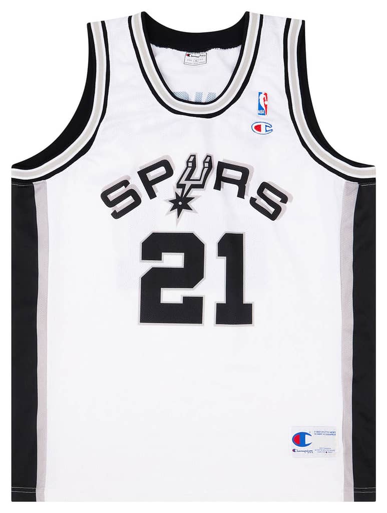 1997-01 San Antonio Spurs Duncan #21 Champion Home Jersey (Excellent) XL