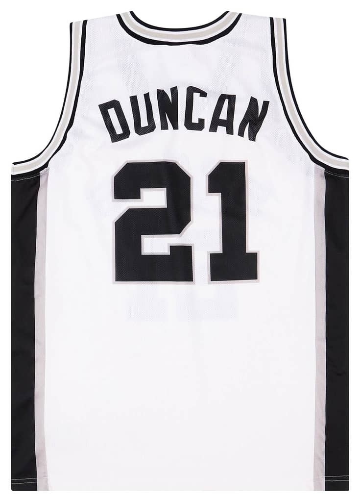 1997-01 San Antonio Spurs Duncan #21 Champion Home Jersey (Excellent) XL