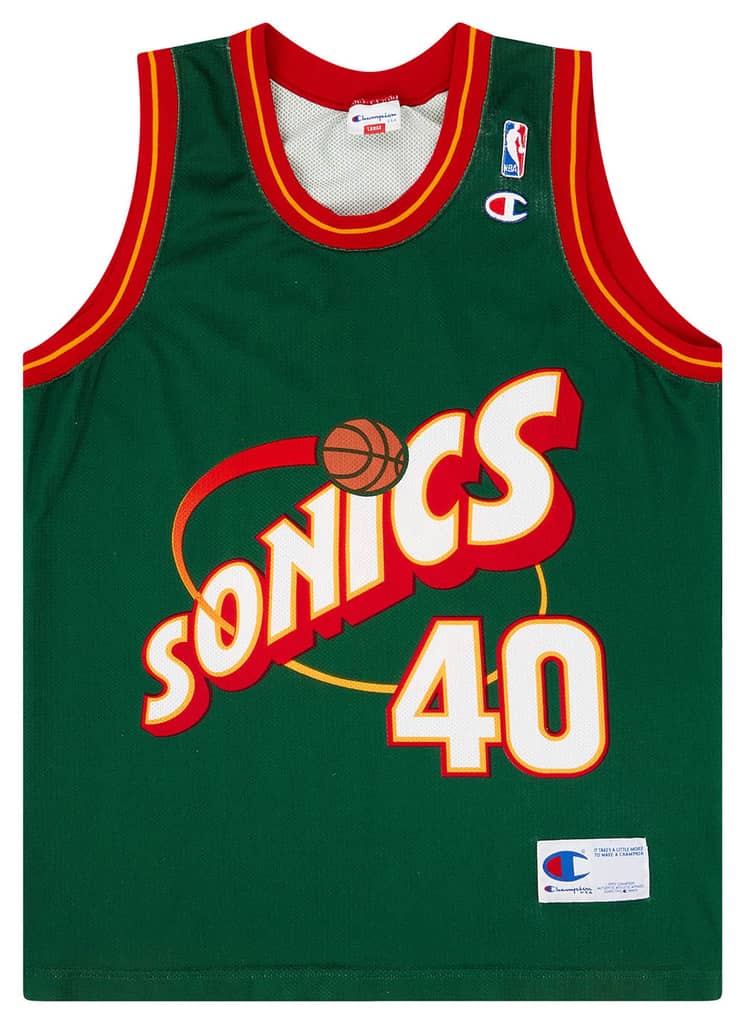 1995-97 Seattle SuperSonics Kemp #40 Champion Away Jersey (Very Good) XL