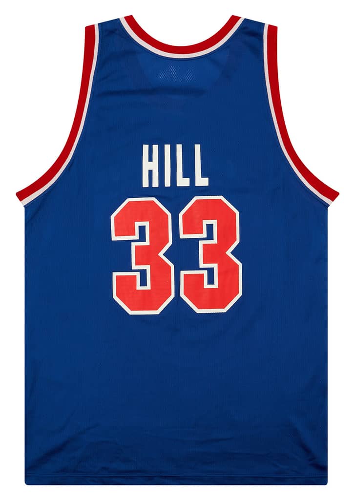 1994-95 Detroit Pistons Hill #33 Champion Away Jersey (Excellent) L