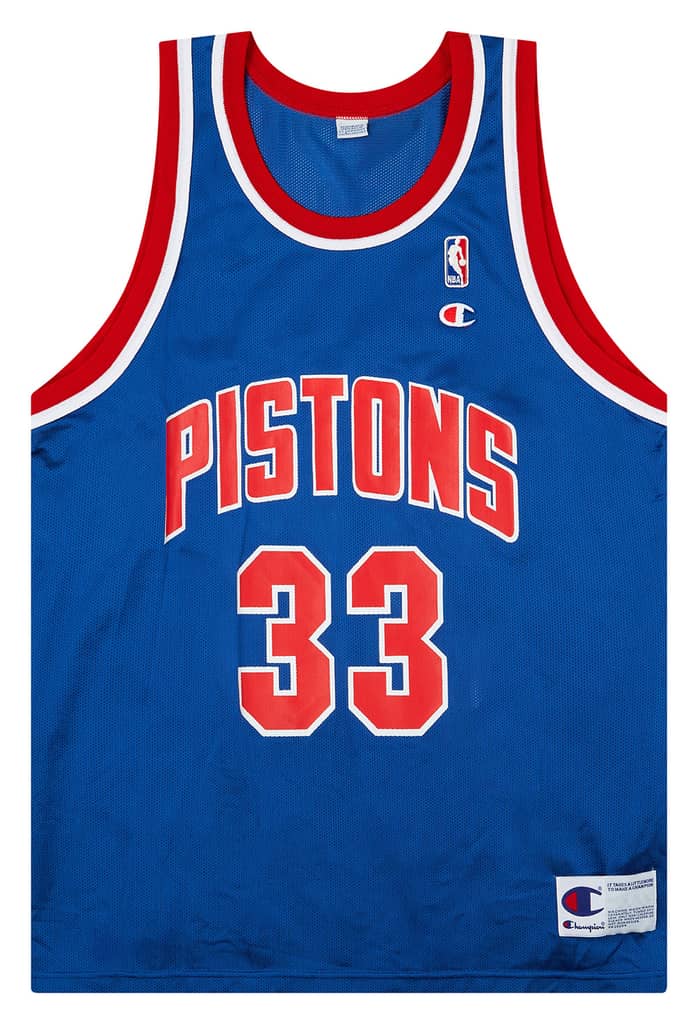 1995-96 Detroit Pistons Hill #33 Champion Away Jersey (Excellent) L