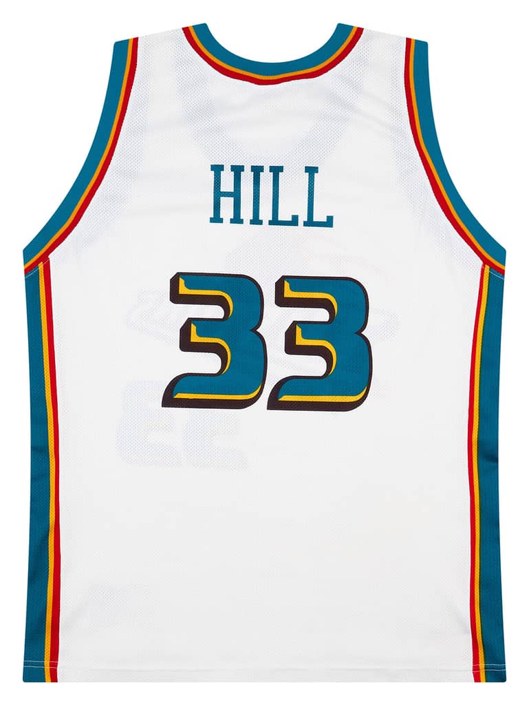 1996-00 Detroit Pistons Hill #33 Champion Home Jersey (Very Good) XL