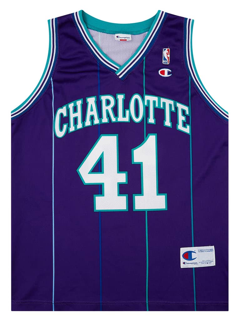 1995-97 Charlotte Hornets Rice #41 Champion Alternate Jersey (Excellent) XL