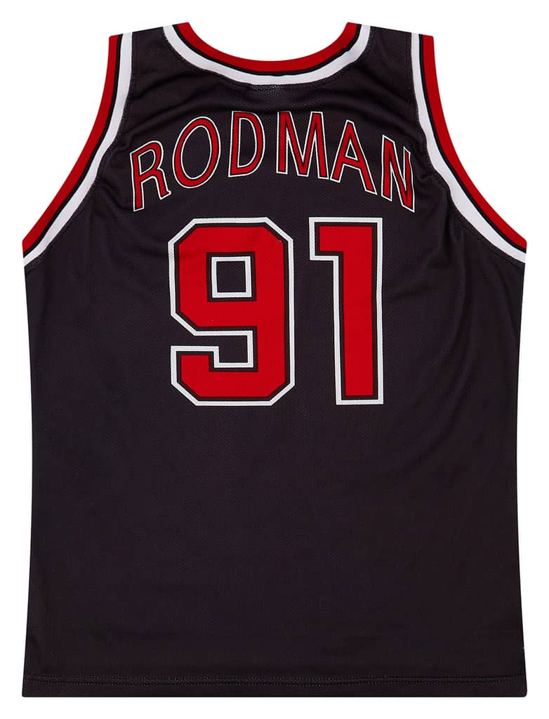 1997-98 Chicago Bulls Rodman #91 Champion Alternate Jersey (Excellent) S