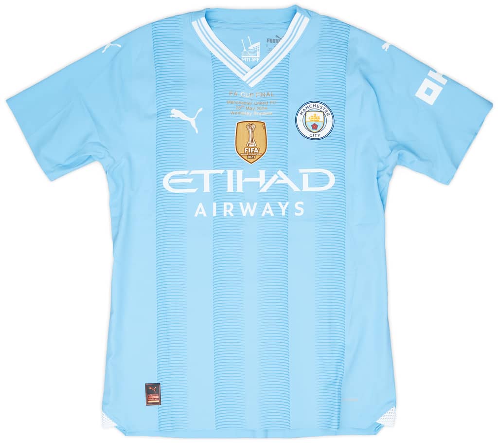 2023-24 Manchester City Match Issue FA Cup Final Home Shirt Matheus N. #27
