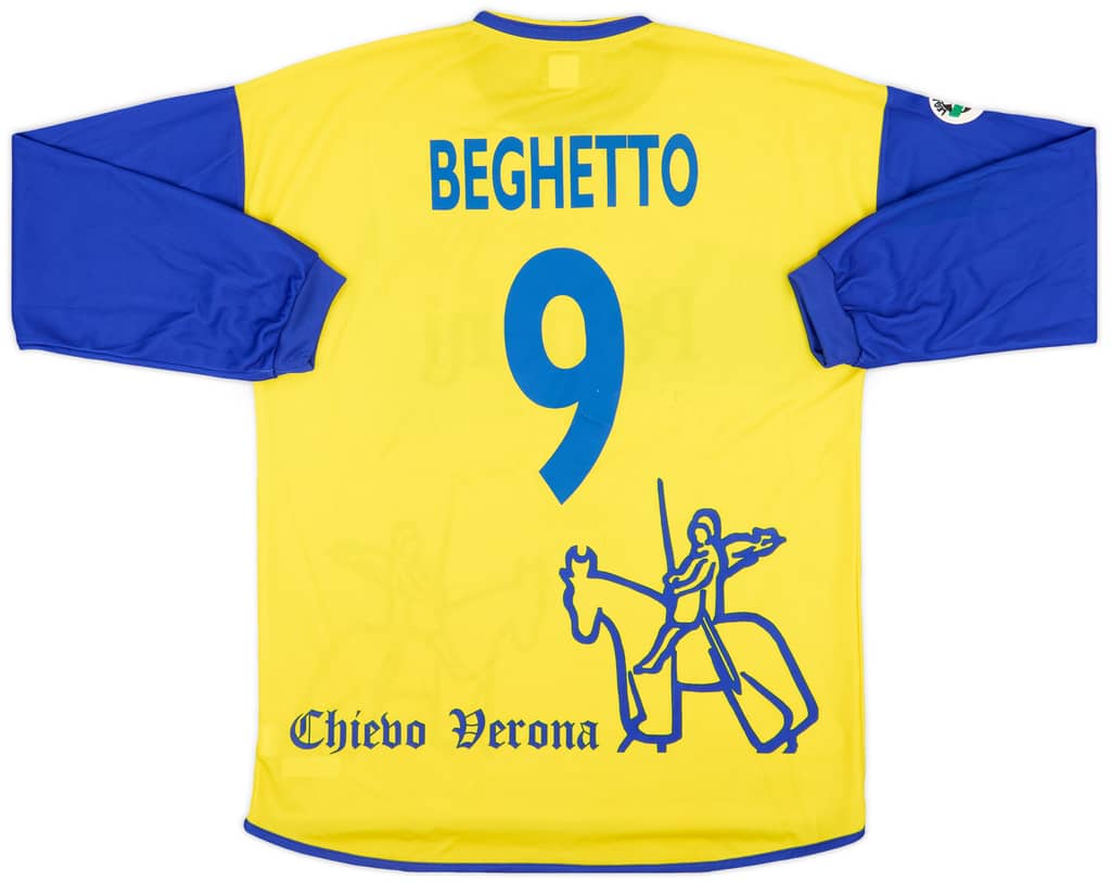 2002-03 Chievo Verona Match Issue Home L/S Shirt Beghetto #9