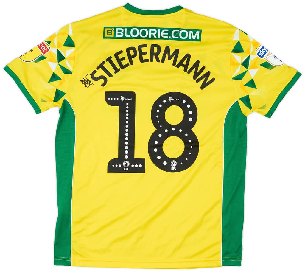 2018-19 Norwich Match Issue Home Shirt Stiepermann #18