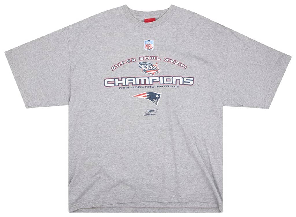 2002 New England Patriots Super Bowl XXXVI Champions Reebok Tee XXL