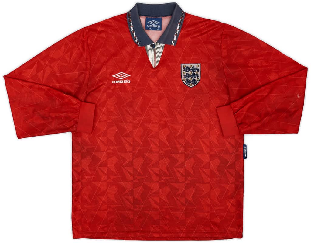 1990-93 England Away L/S Shirt - 6/10 - (XL)