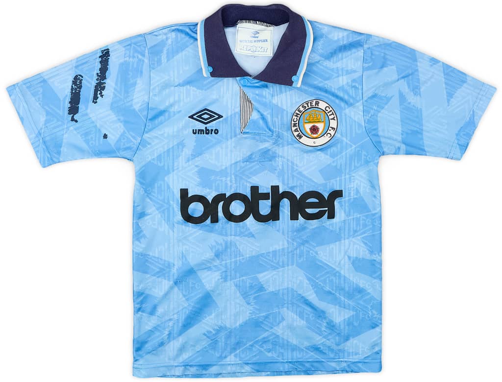 1991-93 Manchester City Home Shirt - 7/10 - (S.Boys)