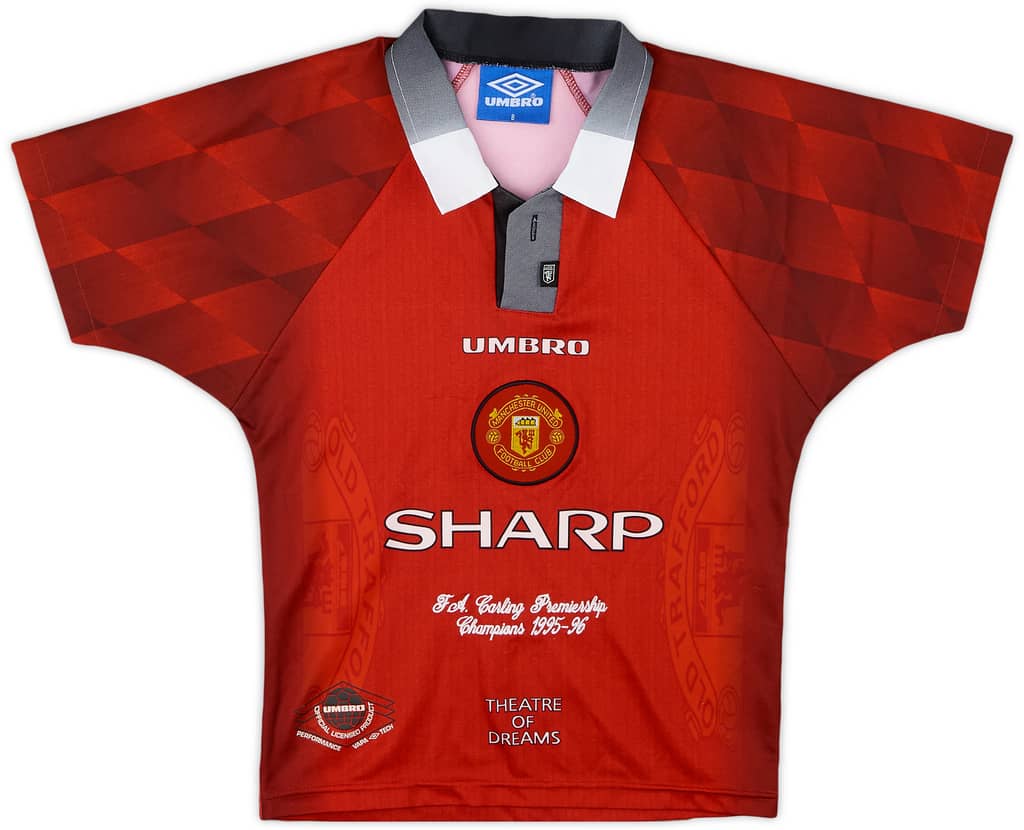 1996-98 Manchester United 'Champions 1995-96' Home Shirt - 9/10 - (S.Boys)