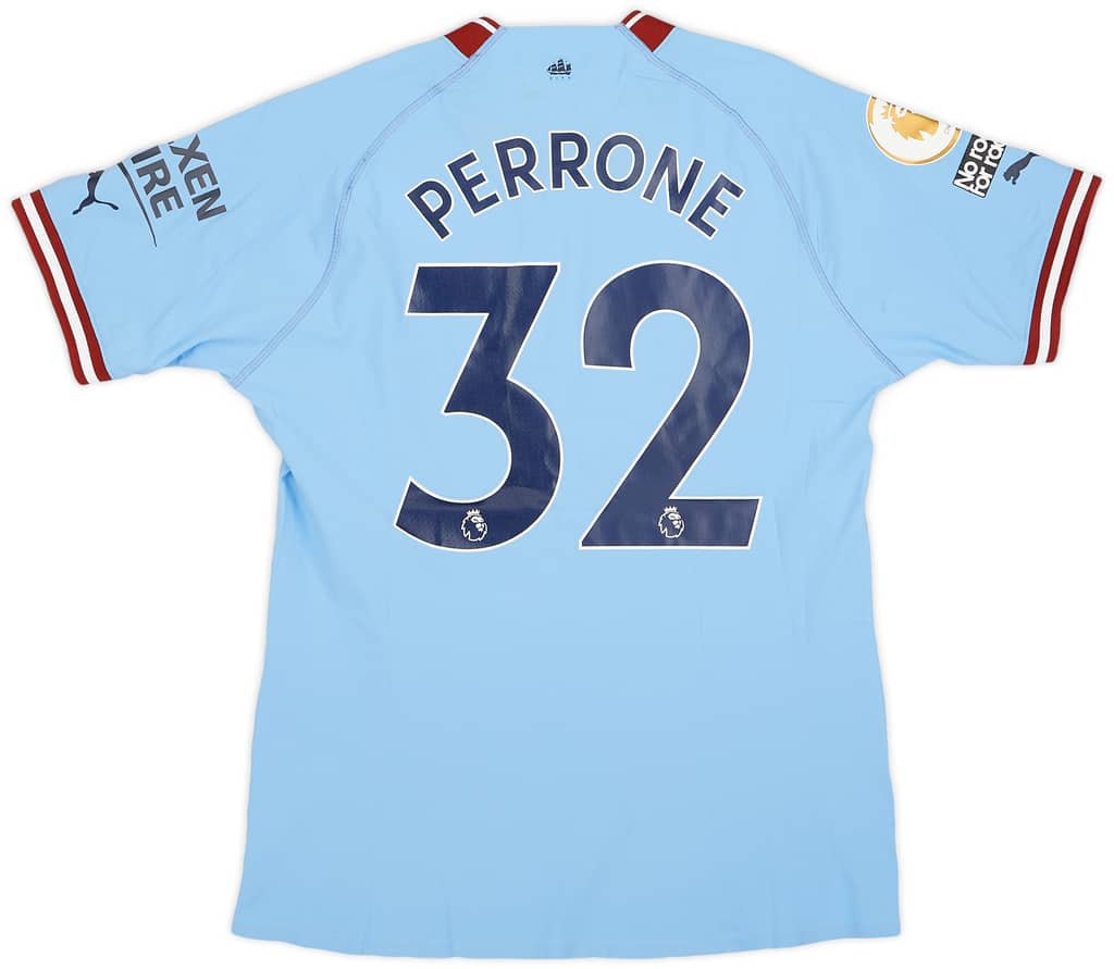 2022-23 Manchester City Match Issue Home Shirt Perrone #32
