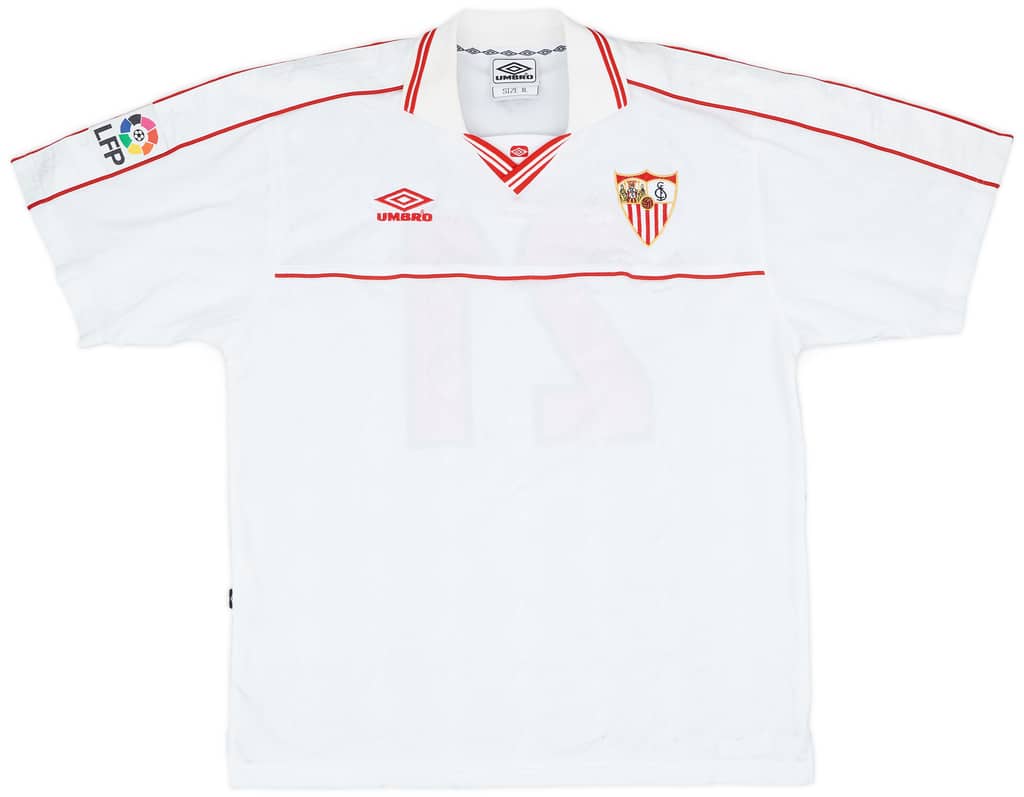 2000-01 Sevilla Match Issue Home Shirt #21