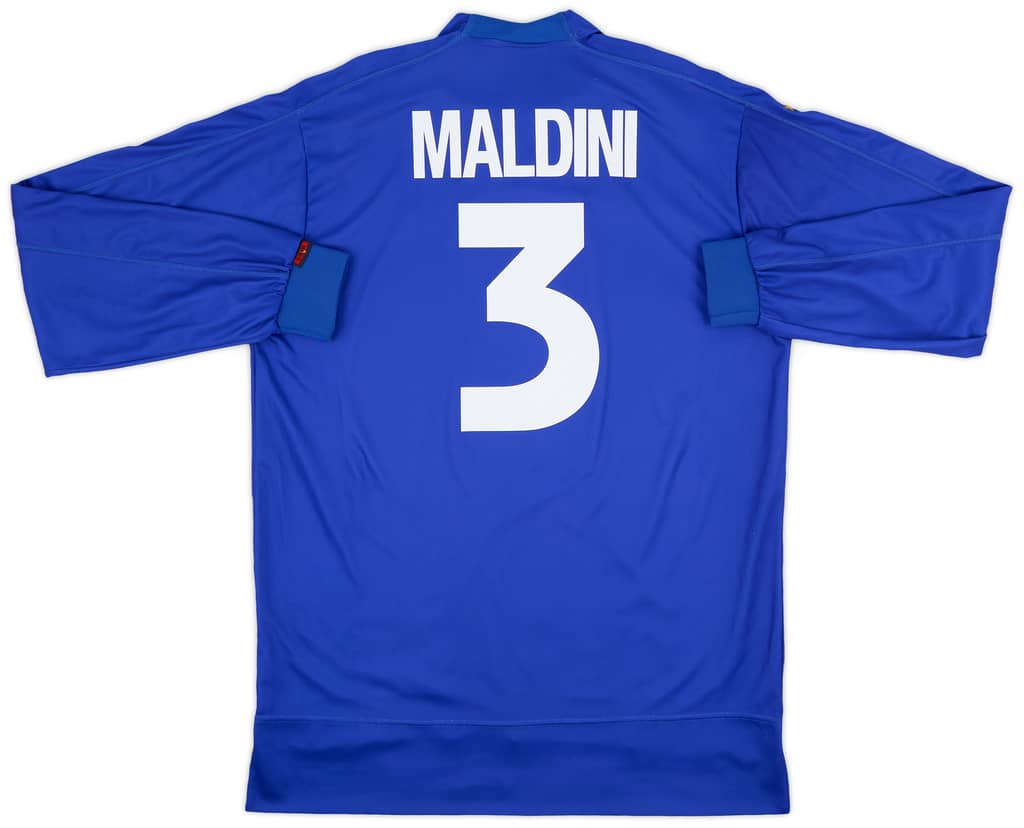 1998-99 Italy Home L/S Shirt Maldini #3 - 8/10 - (XL)