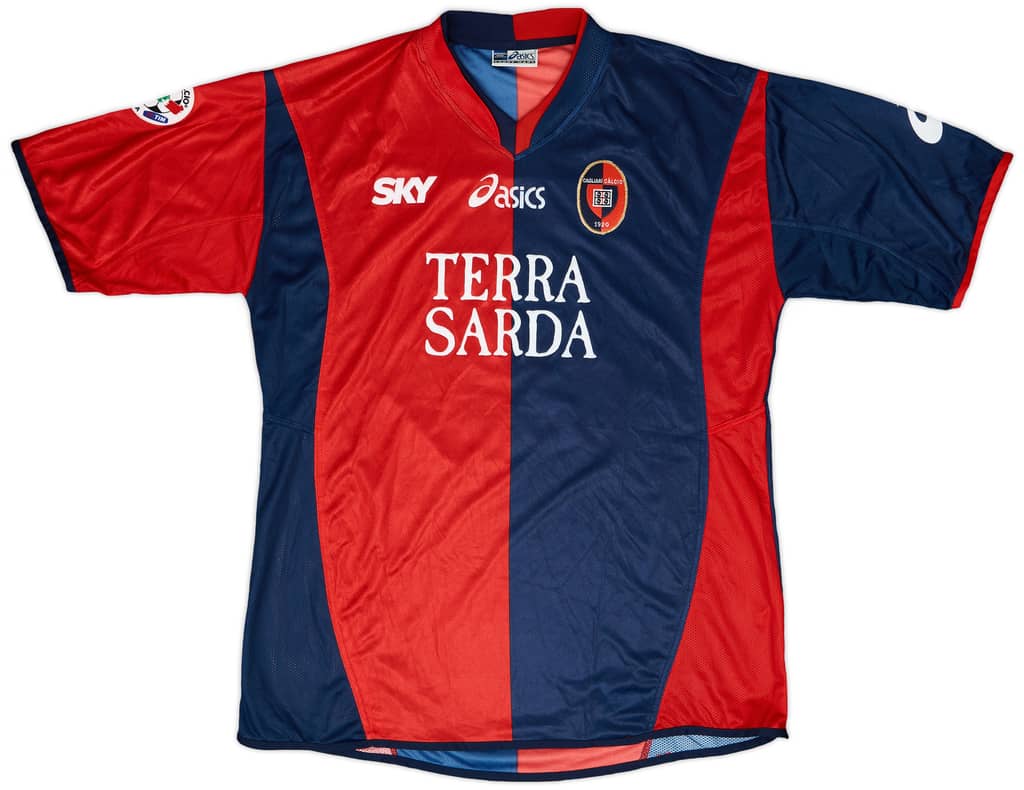 2005-06 Cagliari Match Worn Home Shirt Bize #2