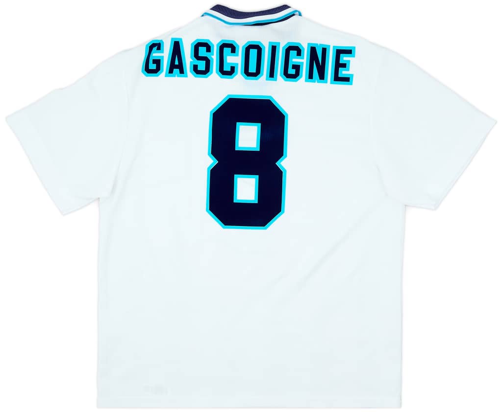 1995-97 England Home Shirt Gascoigne #8 - 8/10 - (XXL)