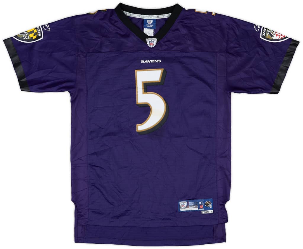 2008-11 Baltimore Ravens Flacco #5 Reebok Premier Home Jersey - 6/10 - (XL.Boys)