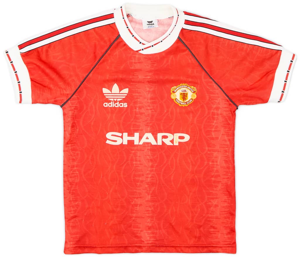 1990-92 Manchester United Home Shirt - 8/10 - (S.Boys)