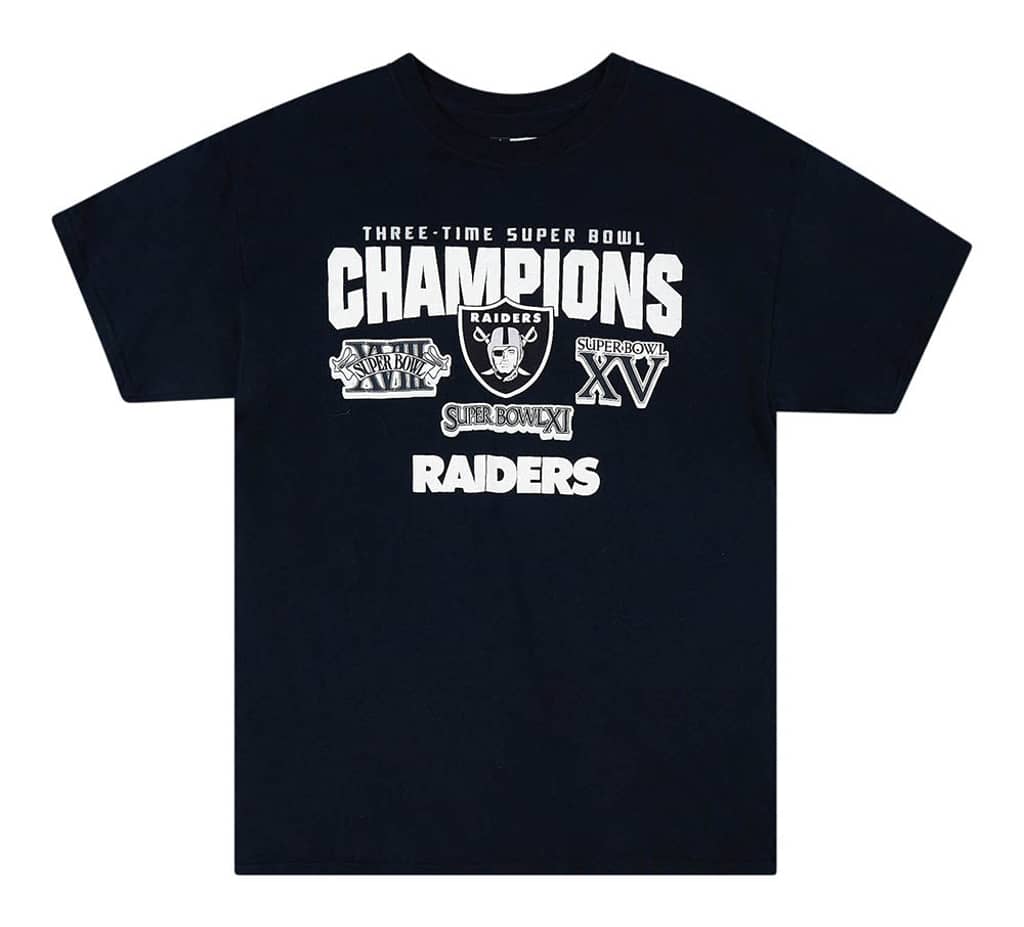 2010s Oakland Raiders Three-Time Super Bowl Champions Graphic Tee L