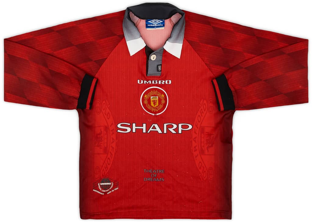 1996-98 Manchester United Home L/S Shirt - 5/10 - (L.Boys)