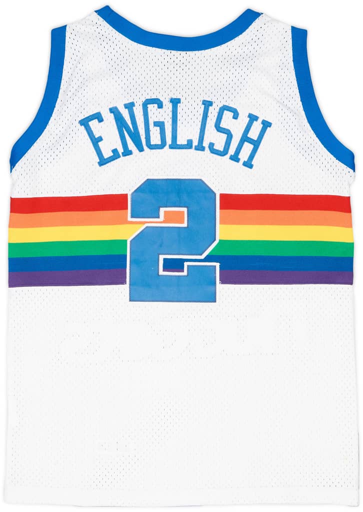 1987-88 Denver Nuggets English #2 Champion Hardwood Classics Home Jersey - 6/10 - (S)
