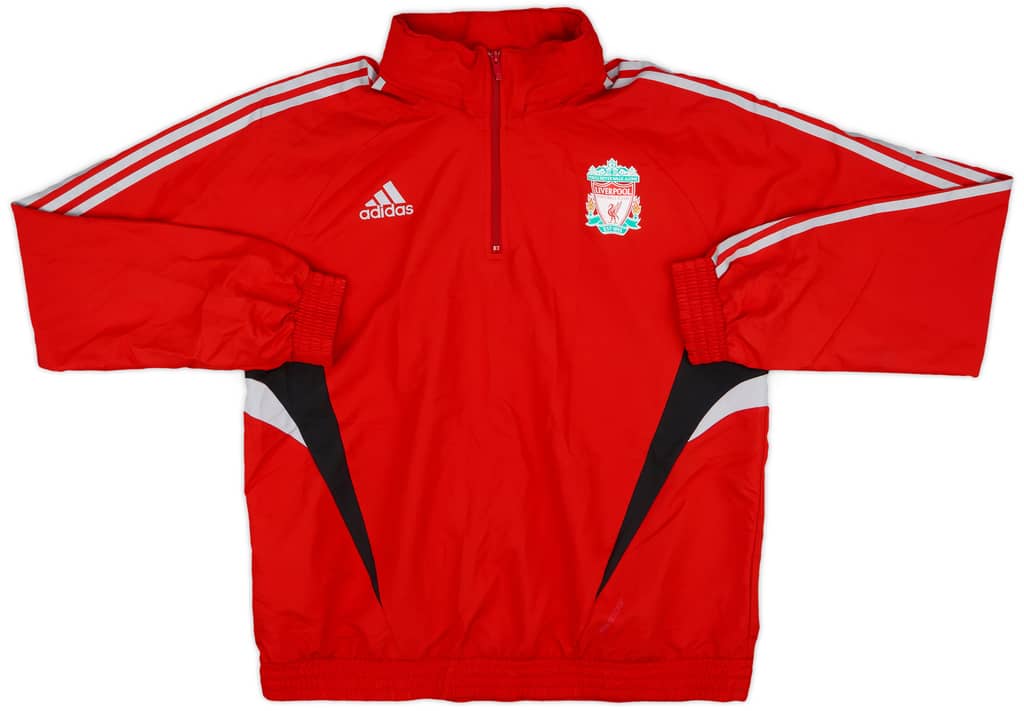 2008-09 Liverpool adidas 1/4 Zip Hooded Rain Jacket - 7/10 - (L)