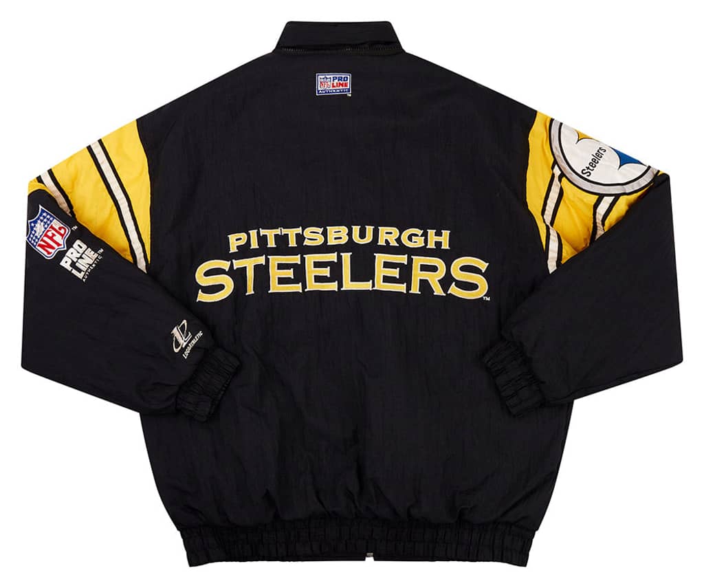 1990s Pittsburgh Steelers Logo Athletic Rain Coat L