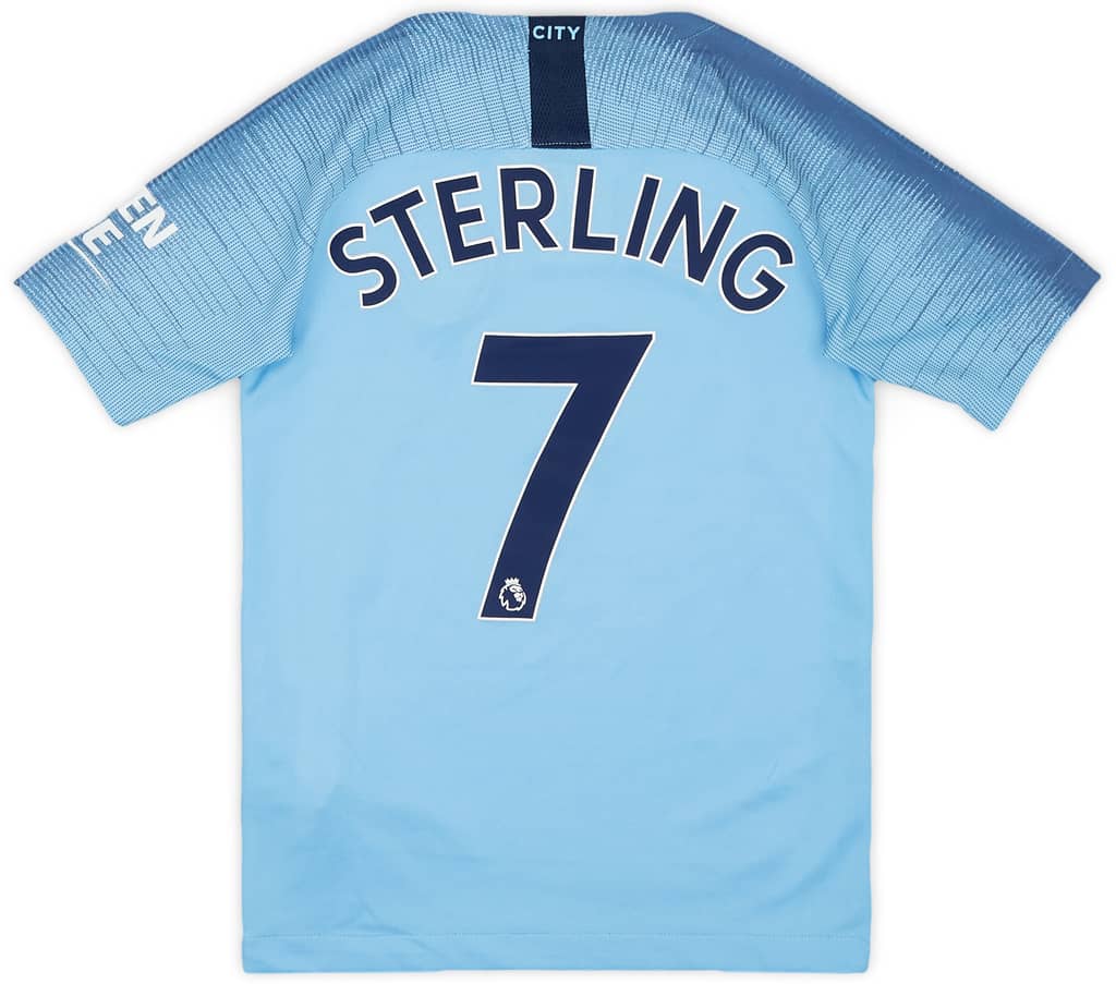 2018-19 Manchester City Home Shirt Sterling #7 - 9/10 - (S.Boys)