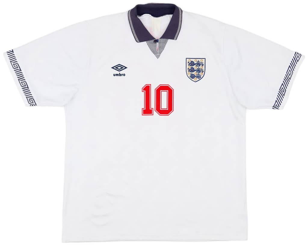 1990-92 England Home Shirt Lineker #10 - 8/10 - (XL)