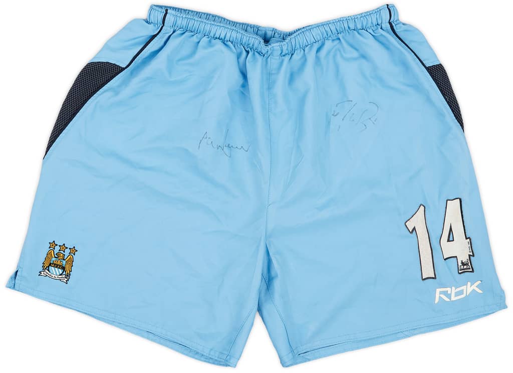 2006-07 Manchester City Signed Player Issue Home Shorts #14 - 8/10 - (S)